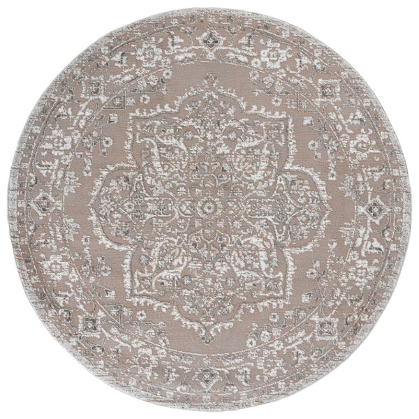 Safavieh Chamber Turkish Power Loomed Round Rug Soft Polyester Pile Neutral Beige Living Room CHM214B-7R