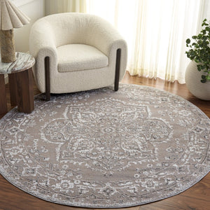Safavieh Chamber Turkish Power Loomed Round Rug Soft Polyester Pile Neutral Beige Living Room CHM214B-7R