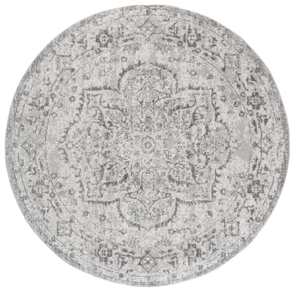 Safavieh Chamber Round Polyester Area Rug in Neutral Grey Ivory for Living and Dining Rooms CHM214F-7R