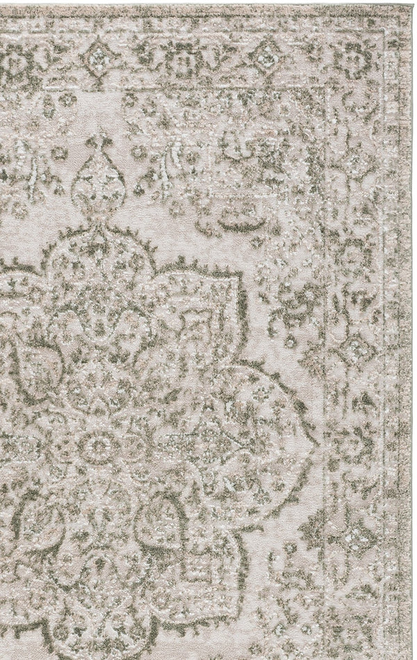 Safavieh Chamber Round Ivory And Green Area Rug — Power-Loomed Turkey, Soft Polyester Pile, Timeless Elegance 6'-7" x 6'-7" CHM214W-7R