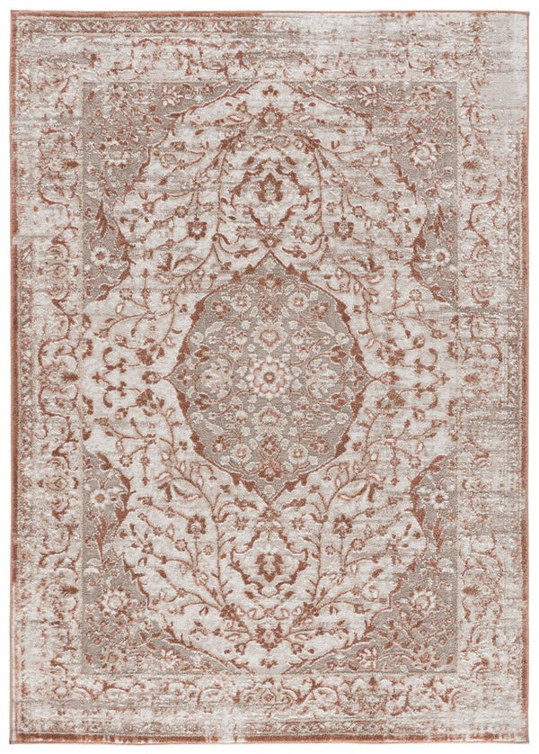 Safavieh Chamber Traditional Turkish Polyester Area Rug in Warm Ivory Rust for Living Rooms CHM216R-5
