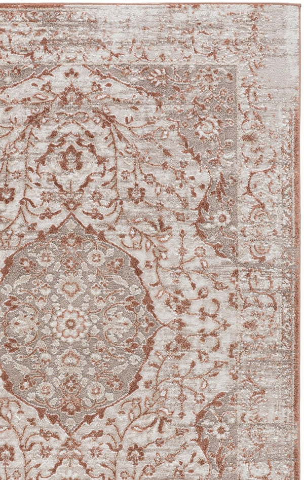 Safavieh Chamber Traditional Turkish Polyester Area Rug in Warm Ivory Rust for Living Rooms CHM216R-5