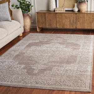 Safavieh Chamber Power-Loomed Polyester Area Rug with Soft Ivory Tones for Any Room Beige 5'-3" x 7'-6" CHM218B-5