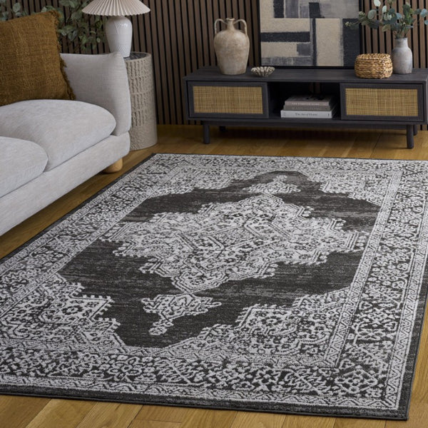 Safavieh Chamber Power-Loomed Polyester Area Rug with Soft Ivory Tones for Any Room Gray 5'-3" x 7'-6" CHM218G-5