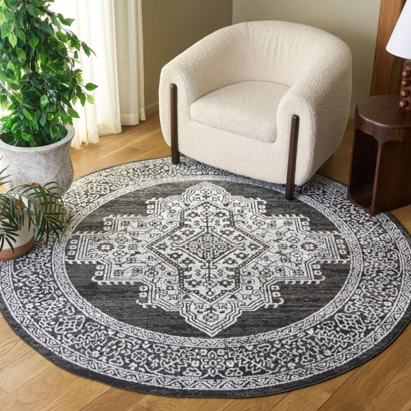 Safavieh Chamber Power-Loomed Polyester Area Rug with Soft Ivory Tones for Any Room Gray 6'-7" x 6'-7" CHM218G-7R