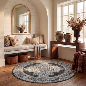 Safavieh Chamber Power-Loomed Polyester Area Rug with Soft Ivory Tones for Any Room Gray 6'-7" x 6'-7" CHM218G-7R