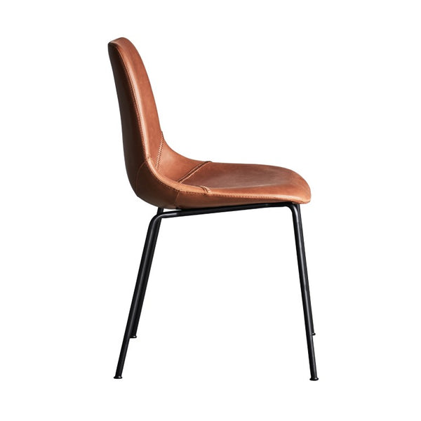 Zentique Lana Side Chair with Ergonomic PU Seat and Durable Powder-Coated Steel Frame for Everyday Comfort Matte Black frame, Brown PU CHMS001 BROWN