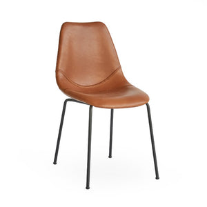 Zentique Lana Side Chair with Ergonomic PU Seat and Durable Powder-Coated Steel Frame for Everyday Comfort Matte Black frame, Brown PU CHMS001 BROWN