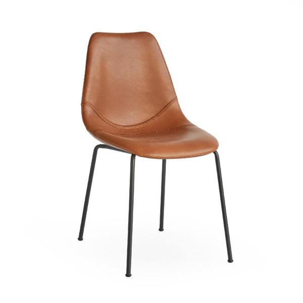 Zentique Lana Side Chair with Ergonomic PU Seat and Durable Powder-Coated Steel Frame for Everyday Comfort Matte Black frame, Brown PU CHMS001 BROWN