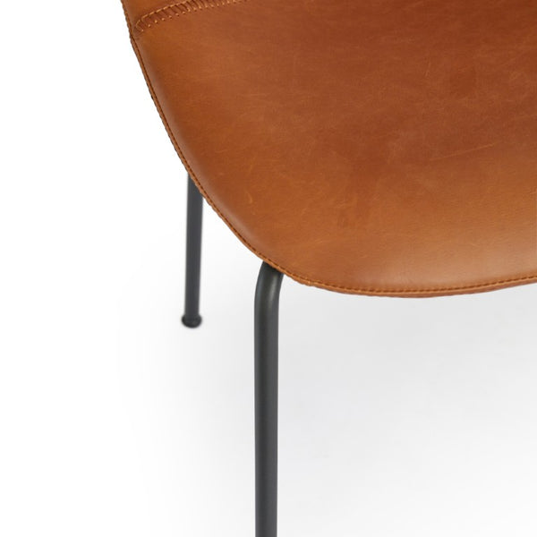 Zentique Lana Side Chair with Ergonomic PU Seat and Durable Powder-Coated Steel Frame for Everyday Comfort Matte Black frame, Brown PU CHMS001 BROWN