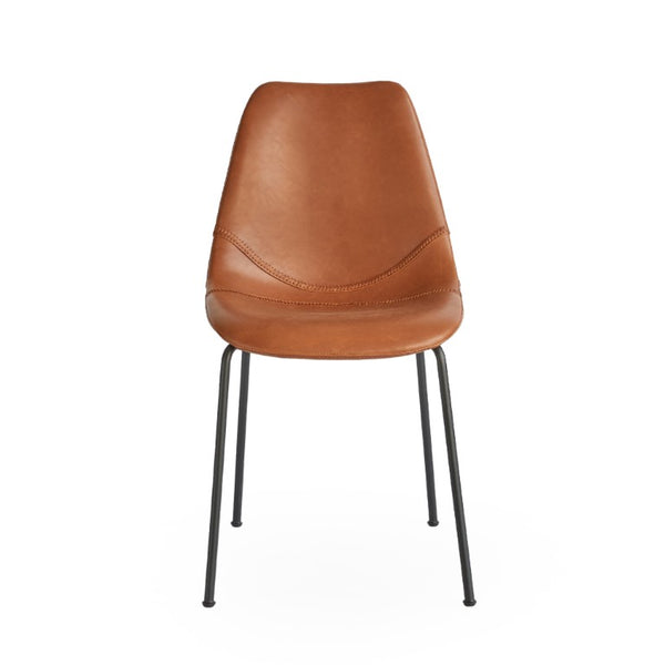 Zentique Lana Side Chair with Ergonomic PU Seat and Durable Powder-Coated Steel Frame for Everyday Comfort Matte Black frame, Brown PU CHMS001 BROWN