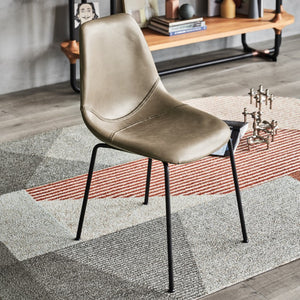 Zentique Lana Side Chair with Ergonomic PU Seat and Durable Powder-Coated Steel Frame for Everyday Comfort Matte Black frame, Grey PU CHMS001 GREY