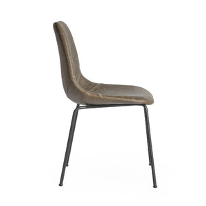 Zentique Lana Side Chair with Ergonomic PU Seat and Durable Powder-Coated Steel Frame for Everyday Comfort Matte Black frame, Grey PU CHMS001 GREY