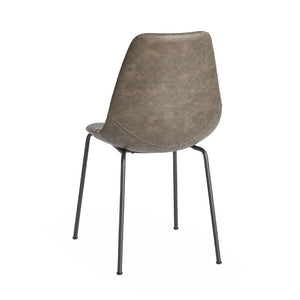 Zentique Lana Side Chair with Ergonomic PU Seat and Durable Powder-Coated Steel Frame for Everyday Comfort Matte Black frame, Grey PU CHMS001 GREY