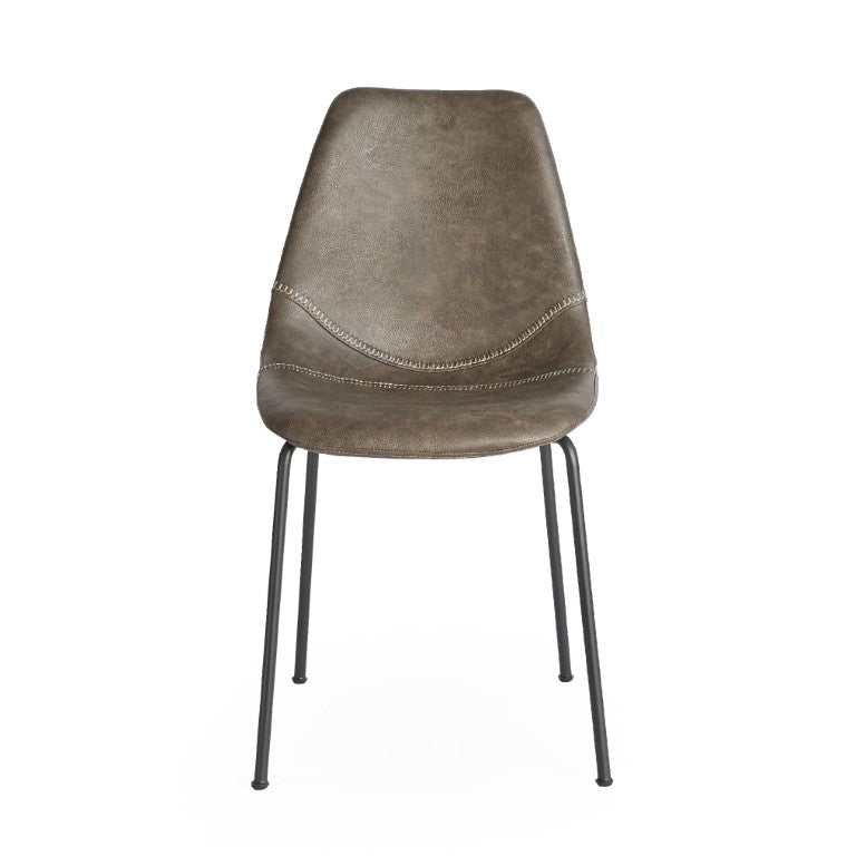 Zentique Lana Side Chair with Ergonomic PU Seat and Durable Powder-Coated Steel Frame for Everyday Comfort Matte Black frame, Grey PU CHMS001 GREY