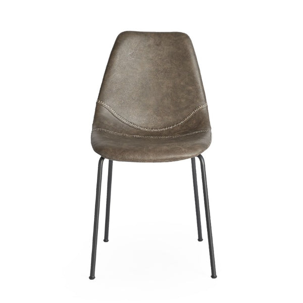 Zentique Lana Side Chair with Ergonomic PU Seat and Durable Powder-Coated Steel Frame for Everyday Comfort Matte Black frame, Grey PU CHMS001 GREY