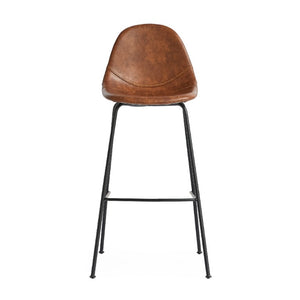 Zentique Lana sleek bar stool with contoured PU seat and sturdy steel frame for compact, comfortable seating Matte Black frame, Brown PU CHMS002 BAR BROWN