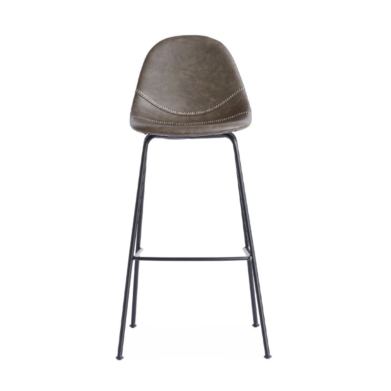 Zentique Lana sleek bar stool with contoured PU seat and sturdy steel frame for compact, comfortable seating Matte Black frame, Grey PU CHMS002 BAR GREY