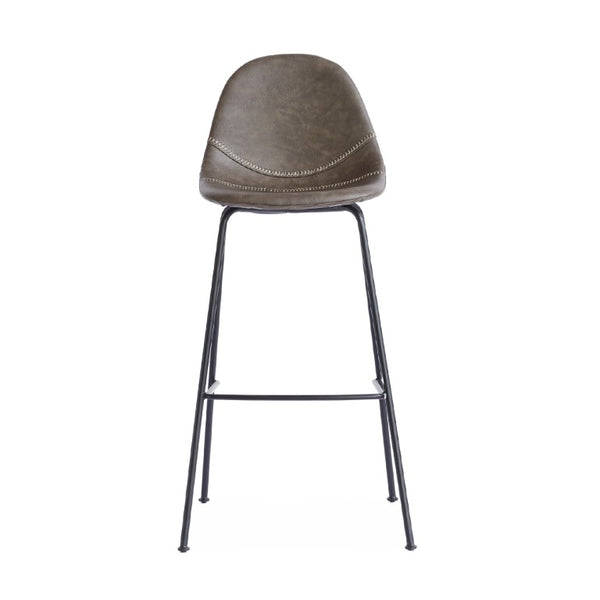 Zentique Lana sleek bar stool with contoured PU seat and sturdy steel frame for compact, comfortable seating Matte Black frame, Grey PU CHMS002 BAR GREY