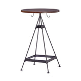 Noah Bar Table w Wooden Top Matte Black Steel, Dark Brown Wood CHMS005 Zentique