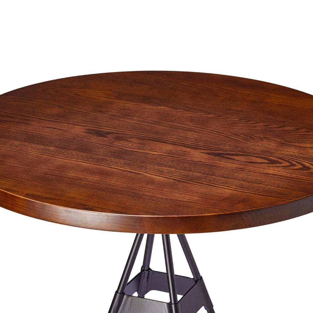 Noah Bar Table w Wooden Top Matte Black Steel, Dark Brown Wood CHMS005 Zentique