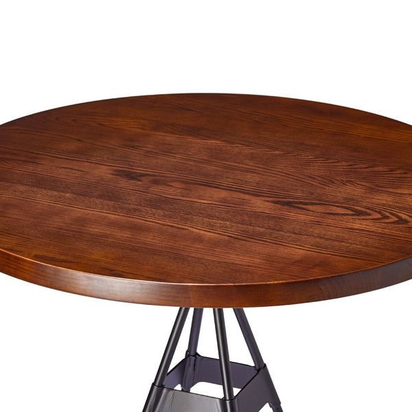 Noah Bar Table w Wooden Top Matte Black Steel, Dark Brown Wood CHMS005 Zentique