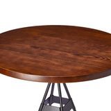 Noah Bar Table w Wooden Top Matte Black Steel, Dark Brown Wood CHMS005 Zentique