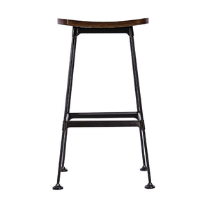 Arthur Bar Stool w Wooden Seat Matte Black Steel, Dark Brown Wood CHMS006 BAR BROWN Zentique