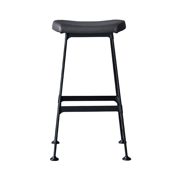 Arthur Bar Stool w PU Seat Matte Black Steel, Dark Grey PU CHMS006 BAR PUB Zentique