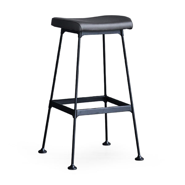 Arthur Bar Stool w PU Seat Matte Black Steel, Dark Grey PU CHMS006 BAR PUB Zentique