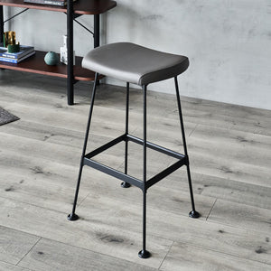 Arthur Bar Stool w PU Seat Matte Black Steel, Dark Grey PU CHMS006 BAR PUB Zentique