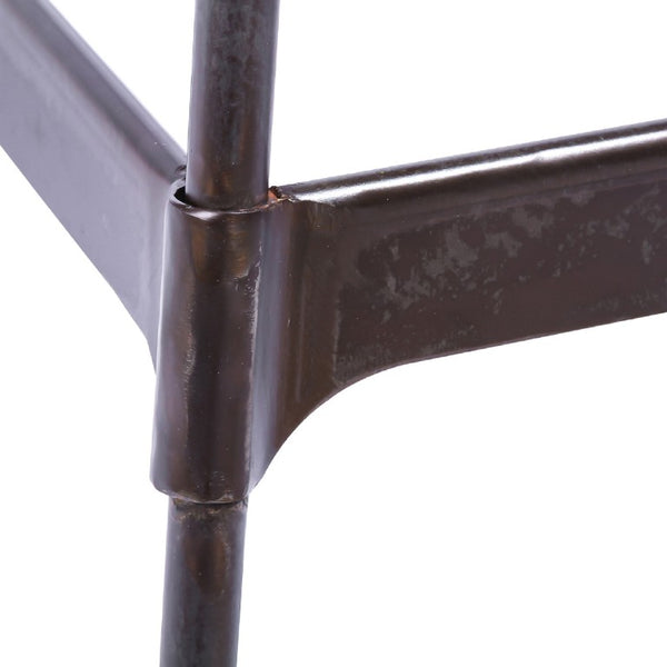 Zentique Arthur Industrial Bar Stool with Solid Wood Seat, Powder-Coated Steel Frame, Footrest, 30.5"H CHMS006 BAR BROWN