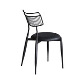 Madeleine Curved Back Chair Matte Black Steel, Dark Grey PU CHMS007 PUB Zentique