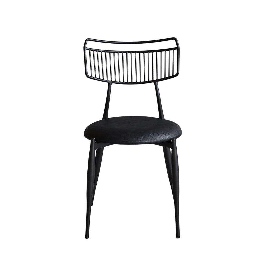 Madeleine Curved Back Chair Matte Black Steel, Dark Grey PU CHMS007 PUB Zentique