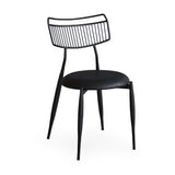 Madeleine Curved Back Chair Matte Black Steel, Dark Grey PU CHMS007 PUB Zentique