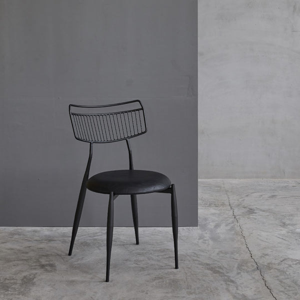 Madeleine Curved Back Chair Matte Black Steel, Dark Grey PU CHMS007 PUB Zentique
