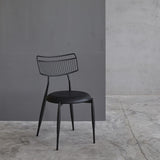 Madeleine Curved Back Chair Matte Black Steel, Dark Grey PU CHMS007 PUB Zentique