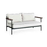 Geneveive Sofa with Metal Frame Black Steel, Cream Linen, Chinese Walnut Oak Arms CHMS009 Zentique