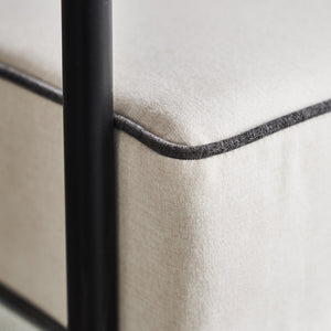 Geneveive Sofa with Metal Frame Black Steel, Cream Linen, Chinese Walnut Oak Arms CHMS009 Zentique