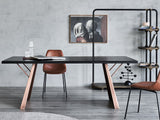 Ross Dining Table Black Steel, Solid Wood CHMS010 Zentique