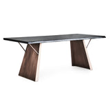 Ross Dining Table Black Steel, Solid Wood CHMS010 Zentique