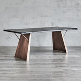 Ross Dining Table Black Steel, Solid Wood CHMS010 Zentique