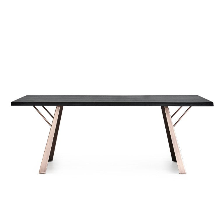 Zentique Ross Solid Wood Dining Table with Steel Frame — Spacious 79" Top Seats 6–8, Durable Modern Industrial Finish CHMS010