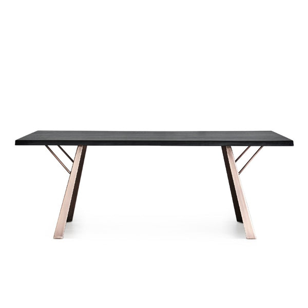 Zentique Ross Solid Wood Dining Table with Steel Frame — Spacious 79" Top Seats 6–8, Durable Modern Industrial Finish CHMS010