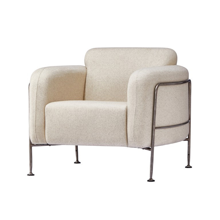 Zentique Holland Greige Club Chair with Linen Upholstery, Steel Frame, Ergonomic Padding for Modern Comfort and Durability CHMS011 GREIGE