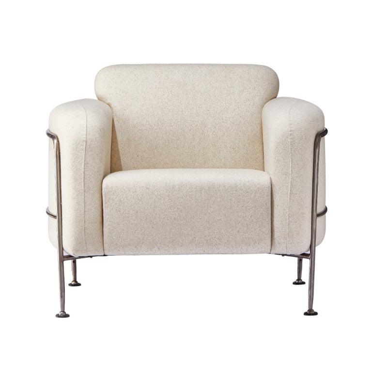 Zentique Holland Greige Club Chair with Linen Upholstery, Steel Frame, Ergonomic Padding for Modern Comfort and Durability CHMS011 GREIGE