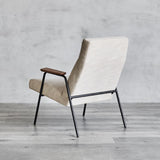 Trevor Off-White Arm Chair Matte Black Steel, Off-white Linen CHMS012 Zentique