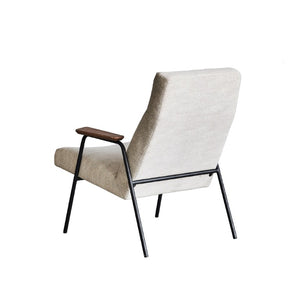 Zentique Trevor Off-White Arm Chair — Compact Linen Upholstered Seat on Steel Frame, Modern Cozy Supportive Design CHMS012