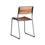 Maddie Side Chair Matte Black Steel, Teak Back and Seat CHMS013 Zentique