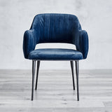 Margot Arm Chair Matte Black Steel, Blue Velvet CHMS014 Zentique